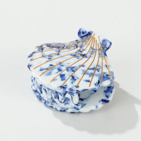Coastal Blue Seashell Gold Painted Seashell Claw Clip