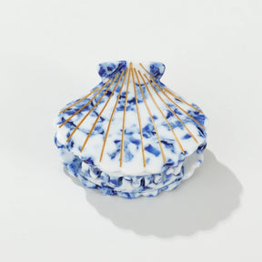 Coastal Blue Seashell Gold Painted Seashell Claw Clip