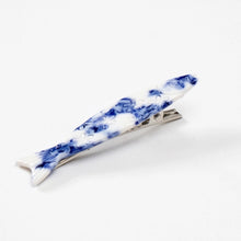Coastal Blue Floral Sardine Fish Barrette Hair Clip