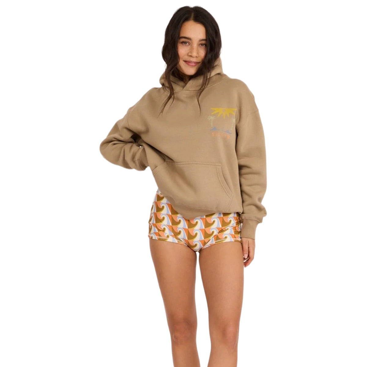Sisstr Surf Long Sleeve Hooded Fleece in Putty