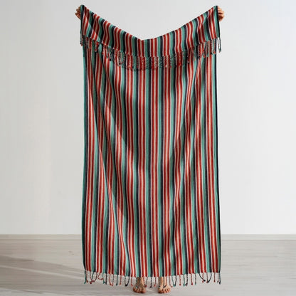 Kikoya Mid Weight Rustic Vintage Turkish Towel in Red/Blue