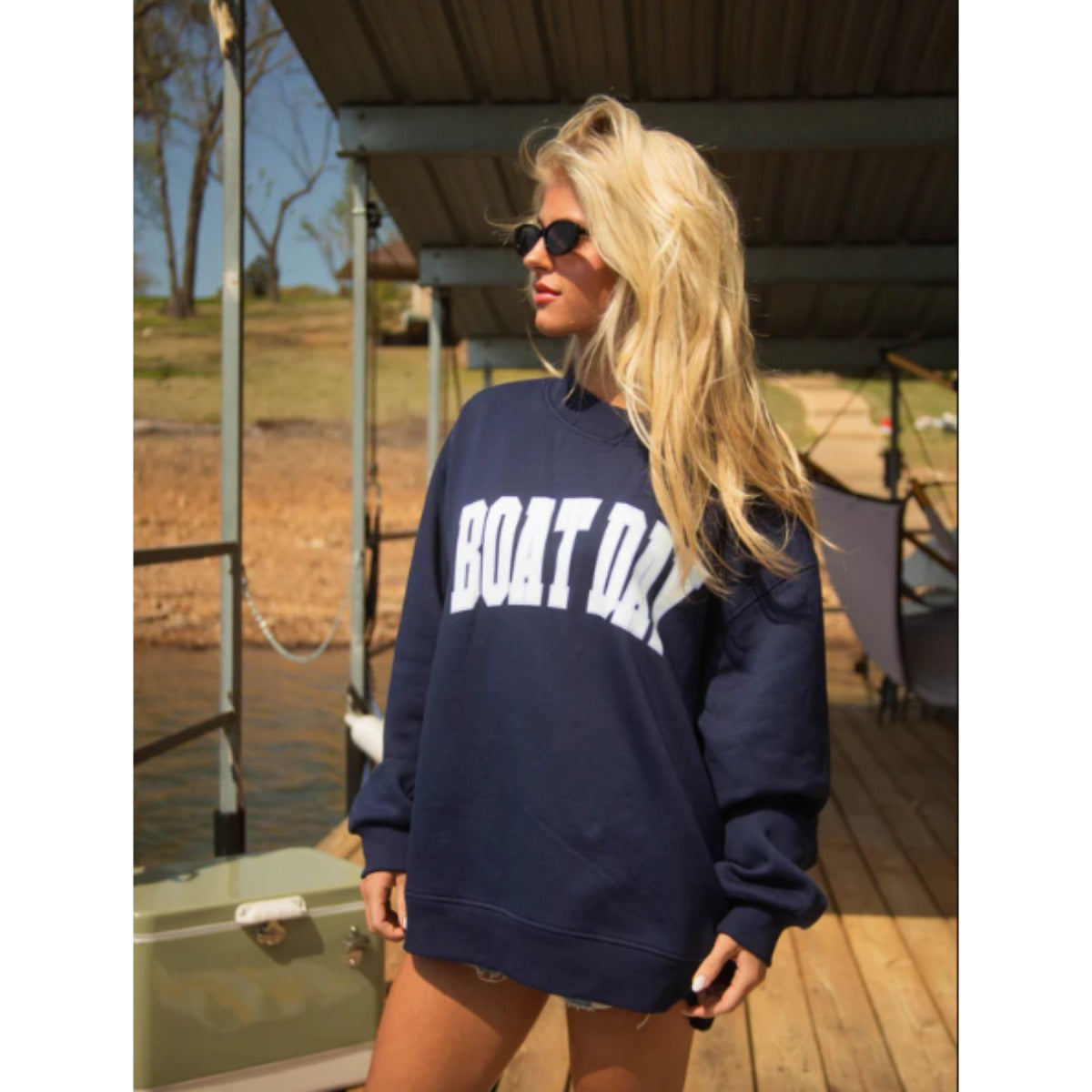 Charlie Southern Boat Day Mockneck Sweater in Navy