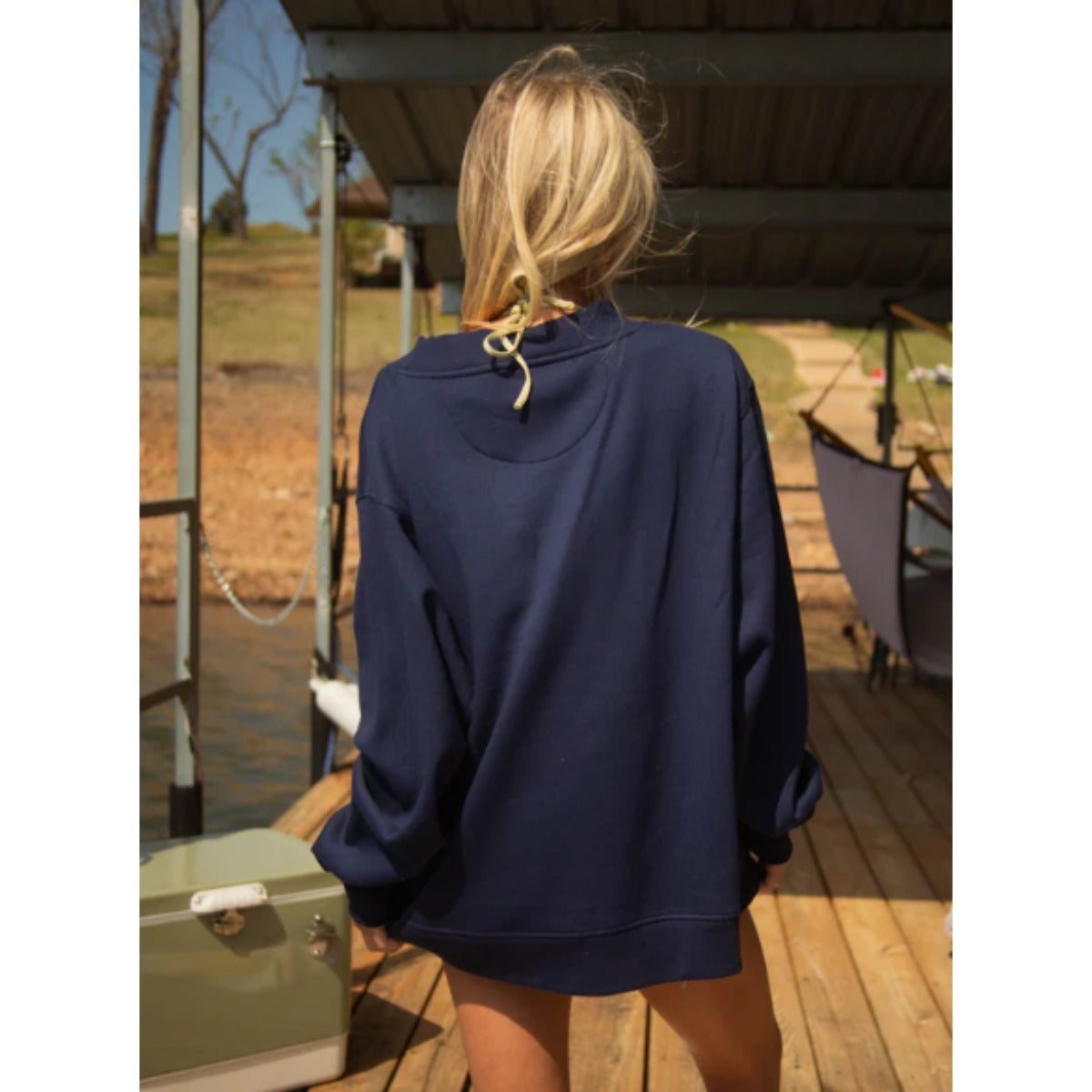 Charlie Southern Boat Day Mockneck Sweater in Navy