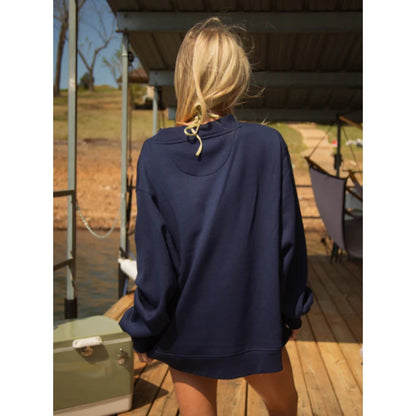 Charlie Southern Boat Day Mockneck Sweater in Navy