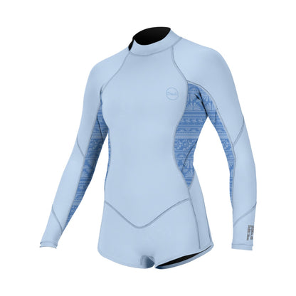 O'Neill Girl's Bahia 2/1mm BZ Long Sleeve Surf Suit in Chambray/Surf