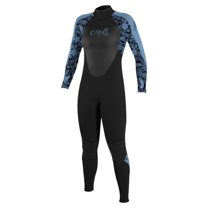 O'Neill Women's Epic 4/3mm BZ Full Wetsuit in Black/Stormy Palm/Denim