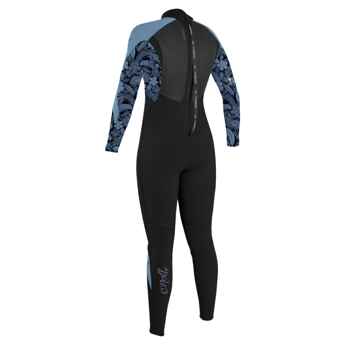 O'Neill Women's Epic 4/3mm BZ Full Wetsuit in Black/Stormy Palm/Denim