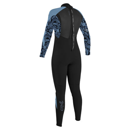 O'Neill Women's Epic 4/3mm BZ Full Wetsuit in Black/Stormy Palm/Denim