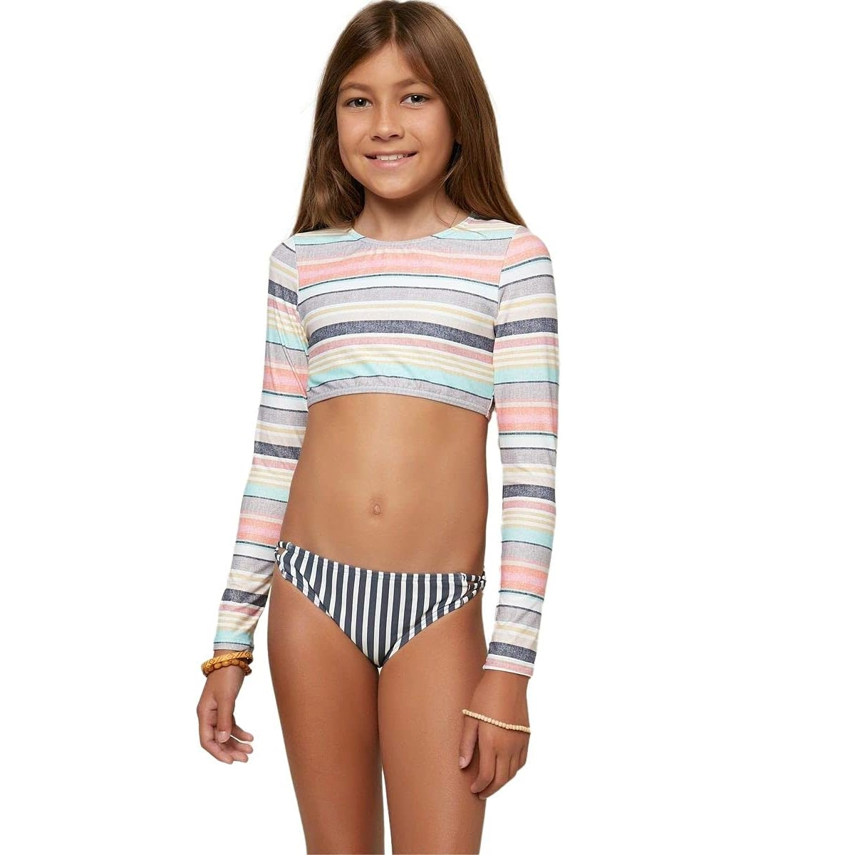 O'Neill Cruz Stripe LS Crop Top Set