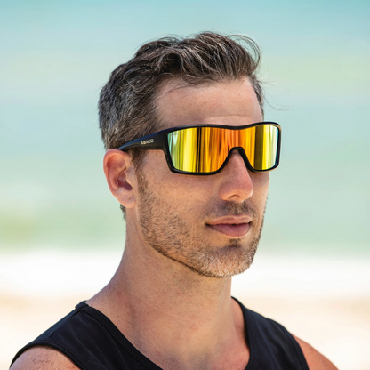 Abaco Drifter Sunglasses in Matte Black/Sunburst Mirror