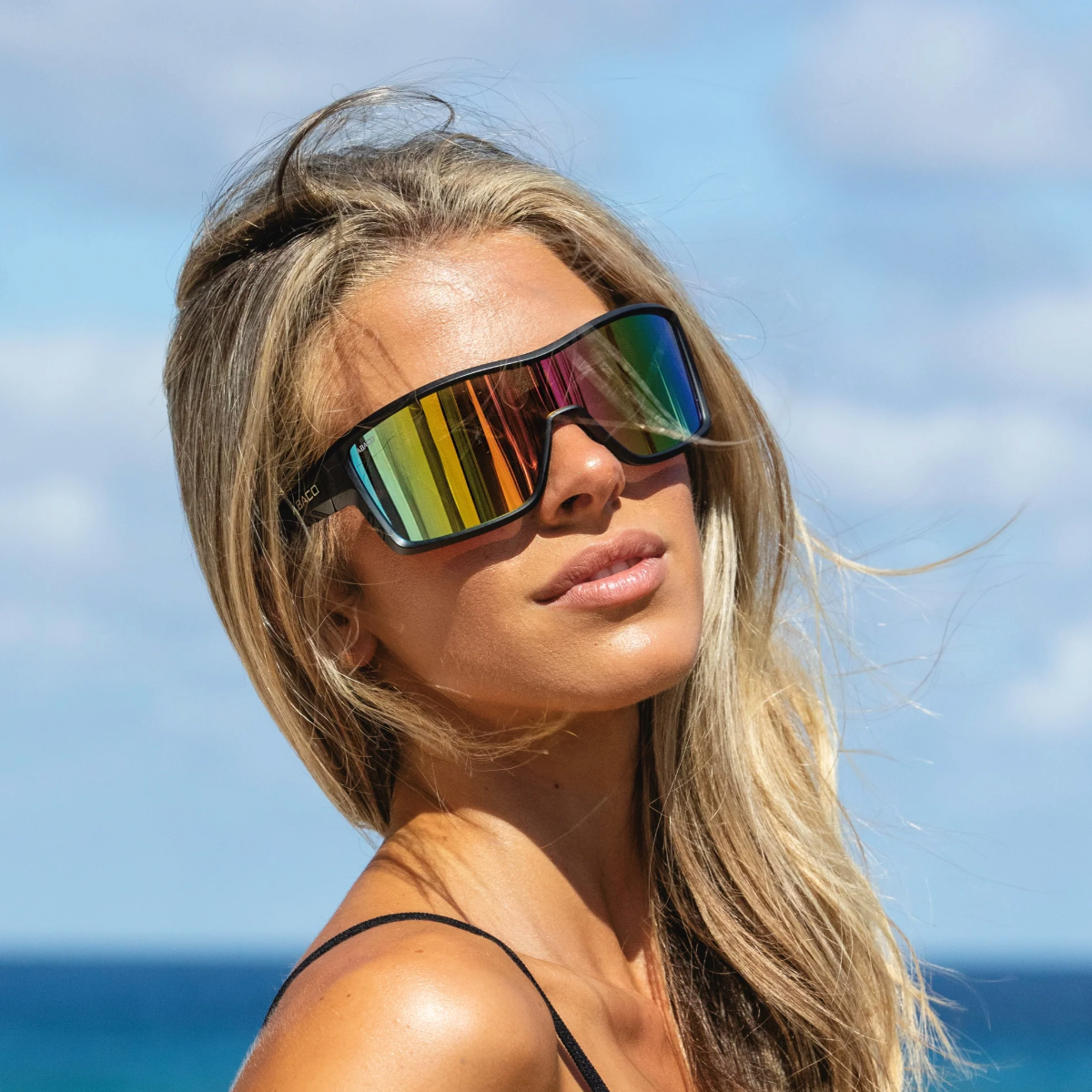 Abaco Drifter Sunglasses in Matte Black/Sunburst Mirror