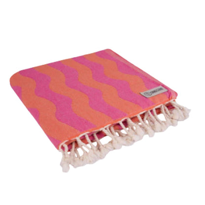Sand Cloud Rumble Waves Towel in Coral