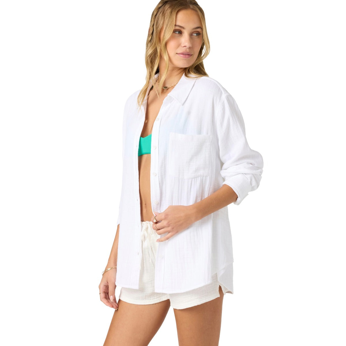 O'Neill Leni Relaxed Long Sleeve Top in White