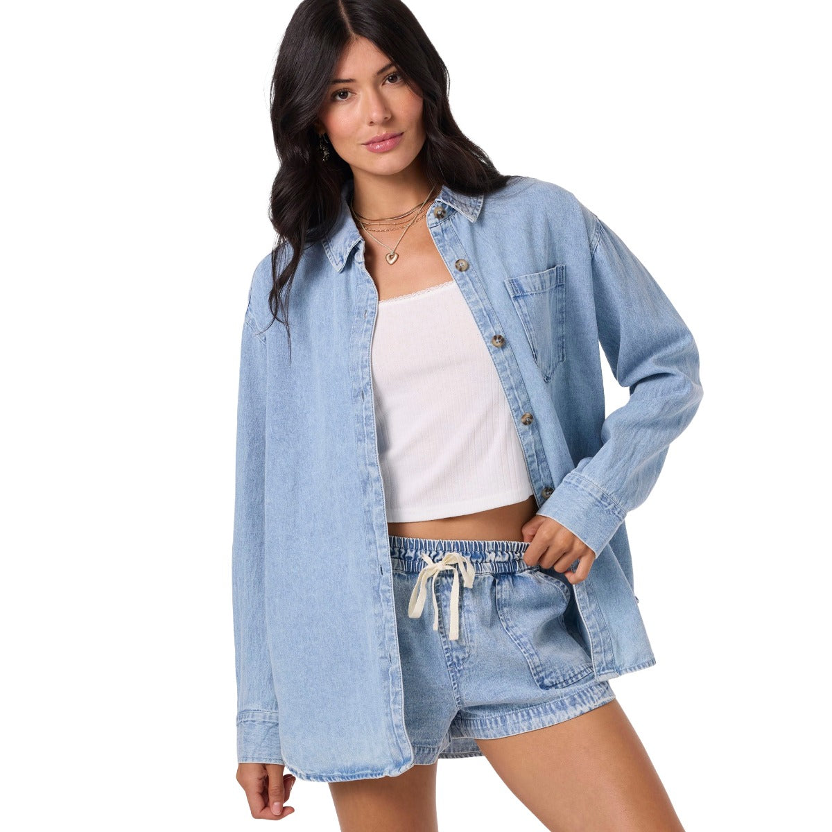 O'Neill Sevie Denim Shacket in Drifter 2