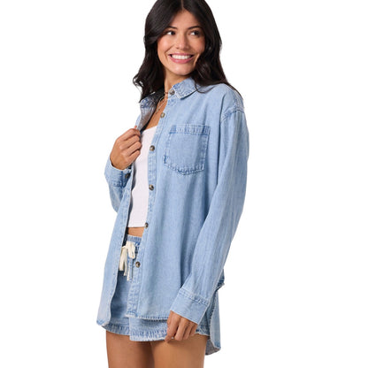 O'Neill Sevie Denim Shacket in Drifter 2