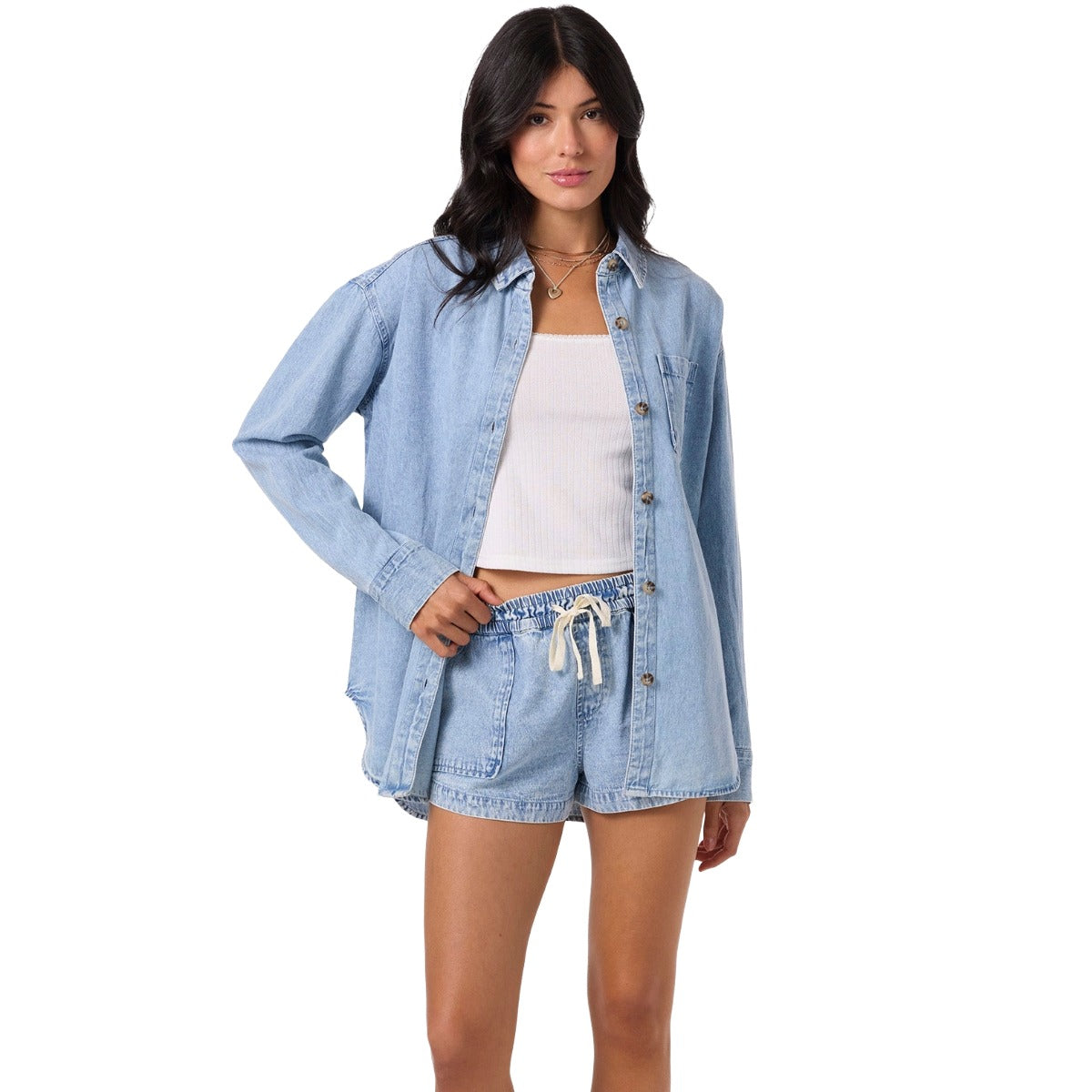 O'Neill Sevie Denim Shacket in Drifter 2