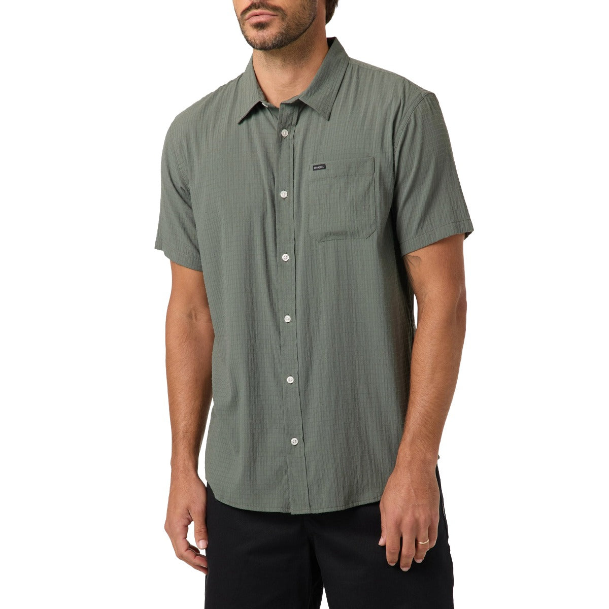 O'Neill TRVLR Perforated Standard Fit Shirt in Dark Olive
