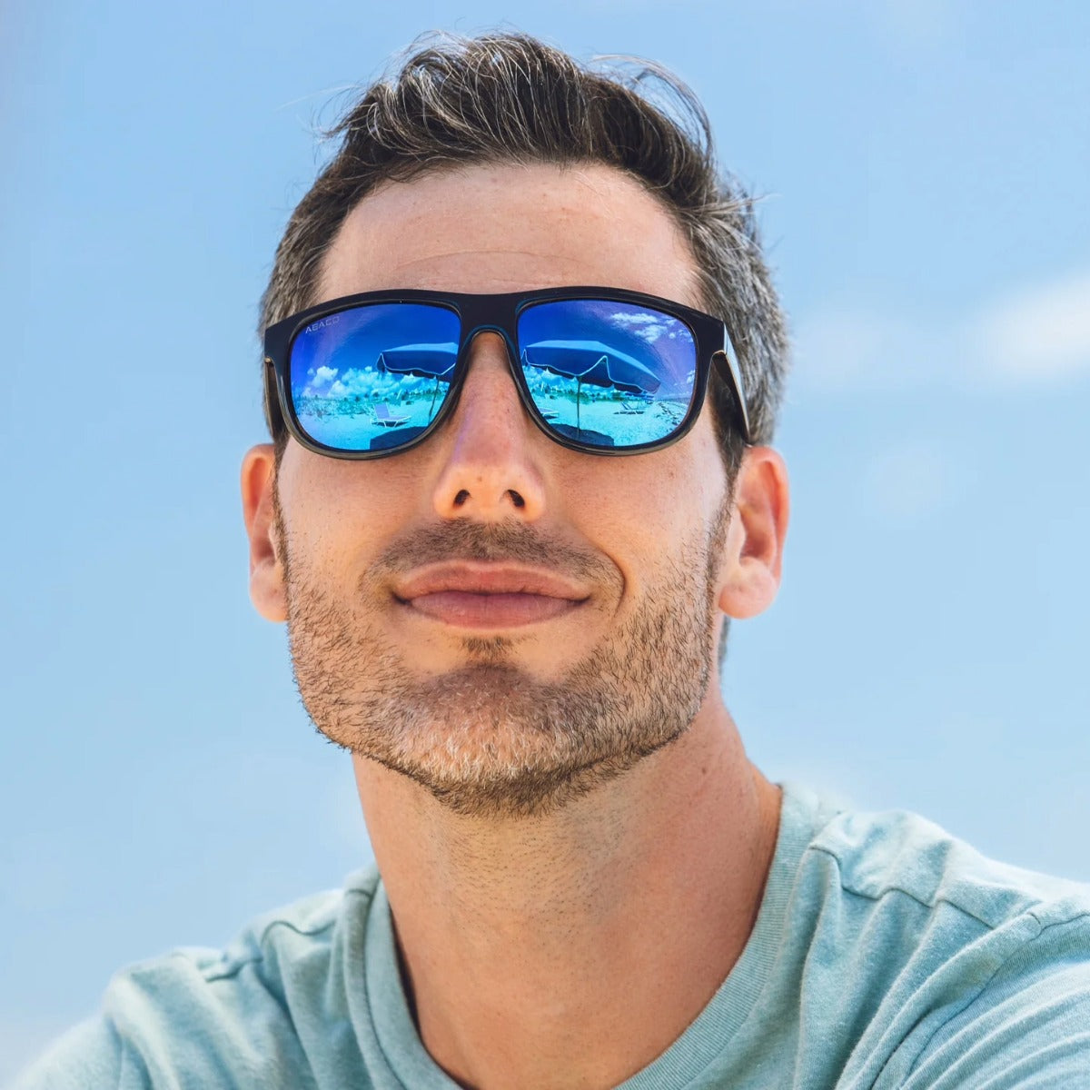 Abaco Jordan Sunglasses in Gloss Black/Deep Blue
