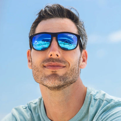 Abaco Jordan Sunglasses in Gloss Black/Deep Blue