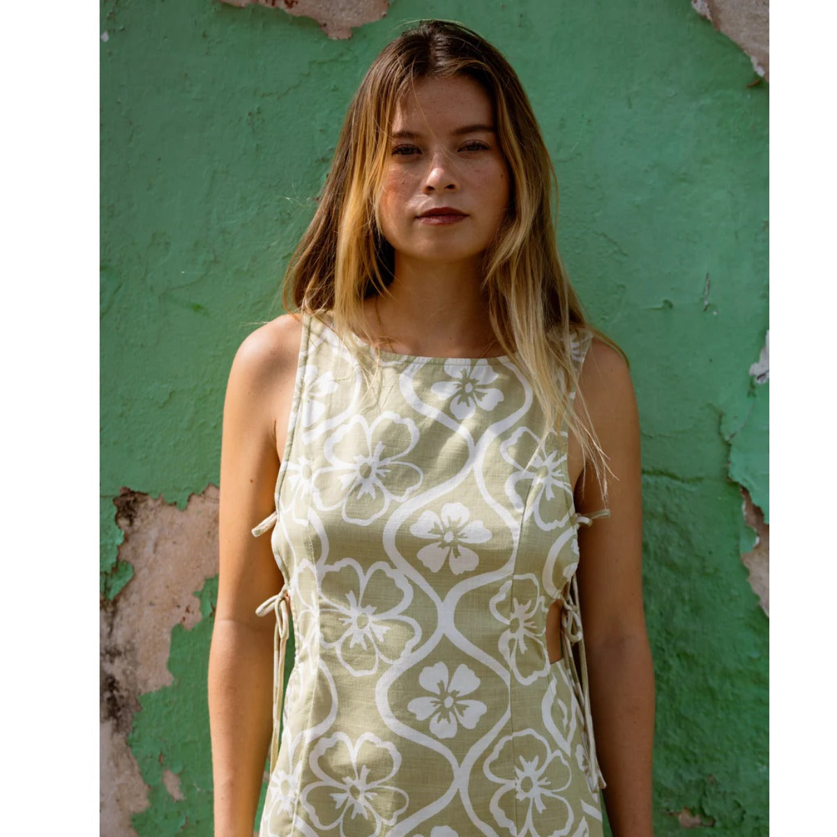 Billabong Floral Trip Mini Dress in Cactus