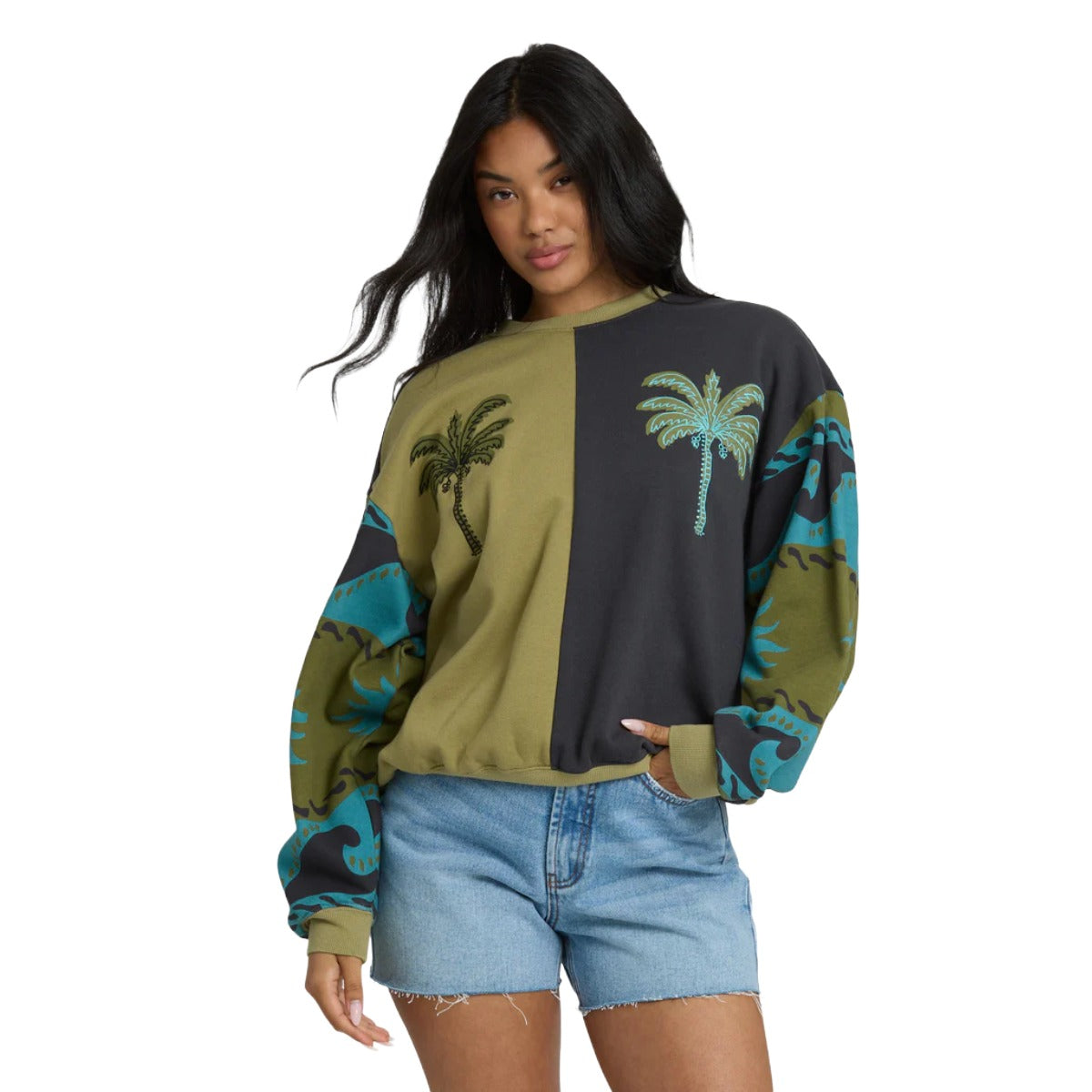 Billabong Split Palm Kendal Crewneck Sweatshirt in Cedar