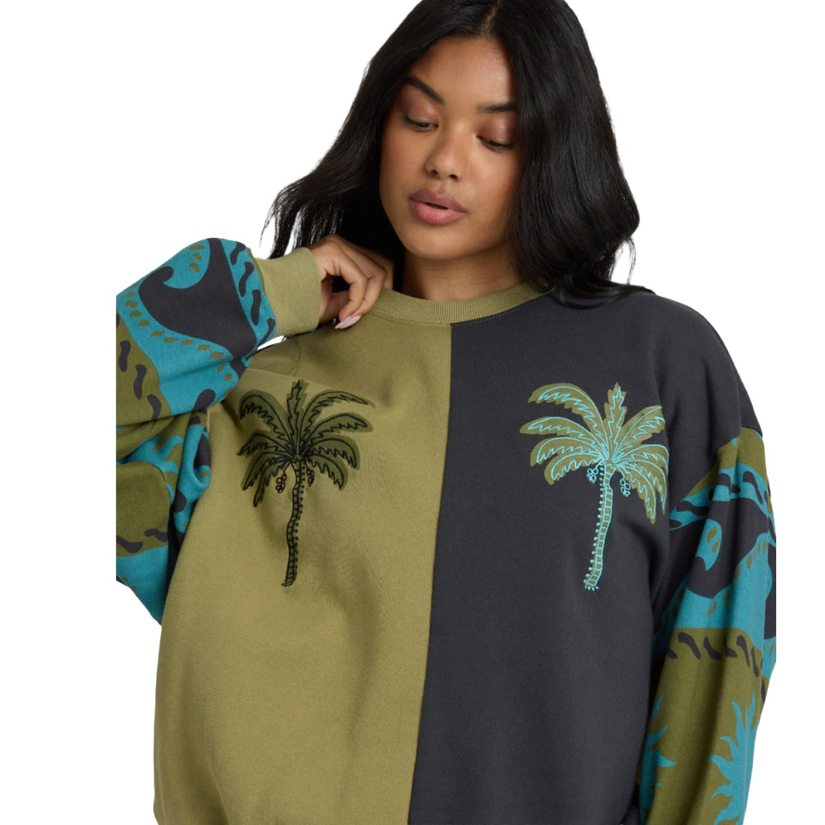 Billabong Split Palm Kendal Crewneck Sweatshirt in Cedar