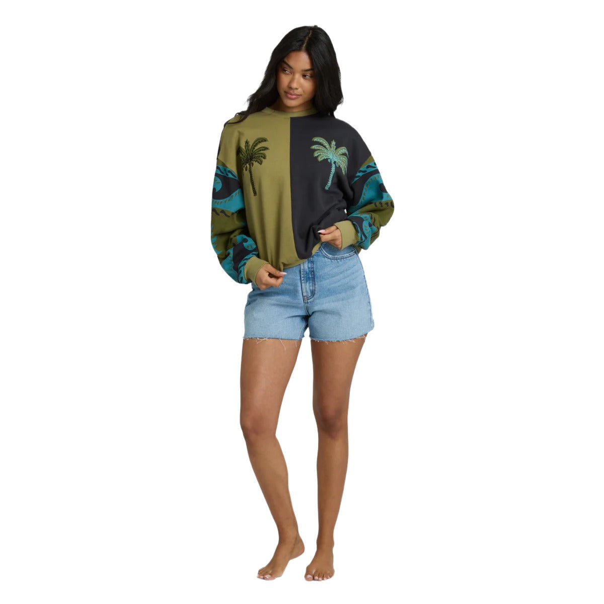 Billabong Split Palm Kendal Crewneck Sweatshirt in Cedar