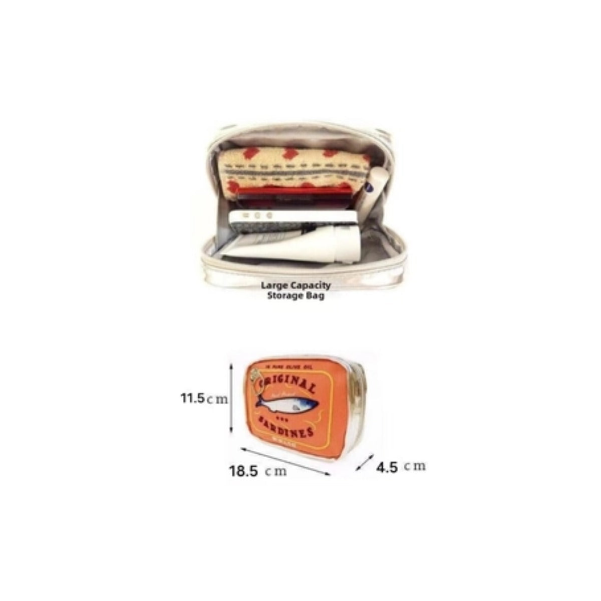 Sardine's Tin Can Cosmetic Bag in Orange