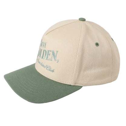 Stay Golden Sunshine Club Embroidery Trucker Hat in Sage