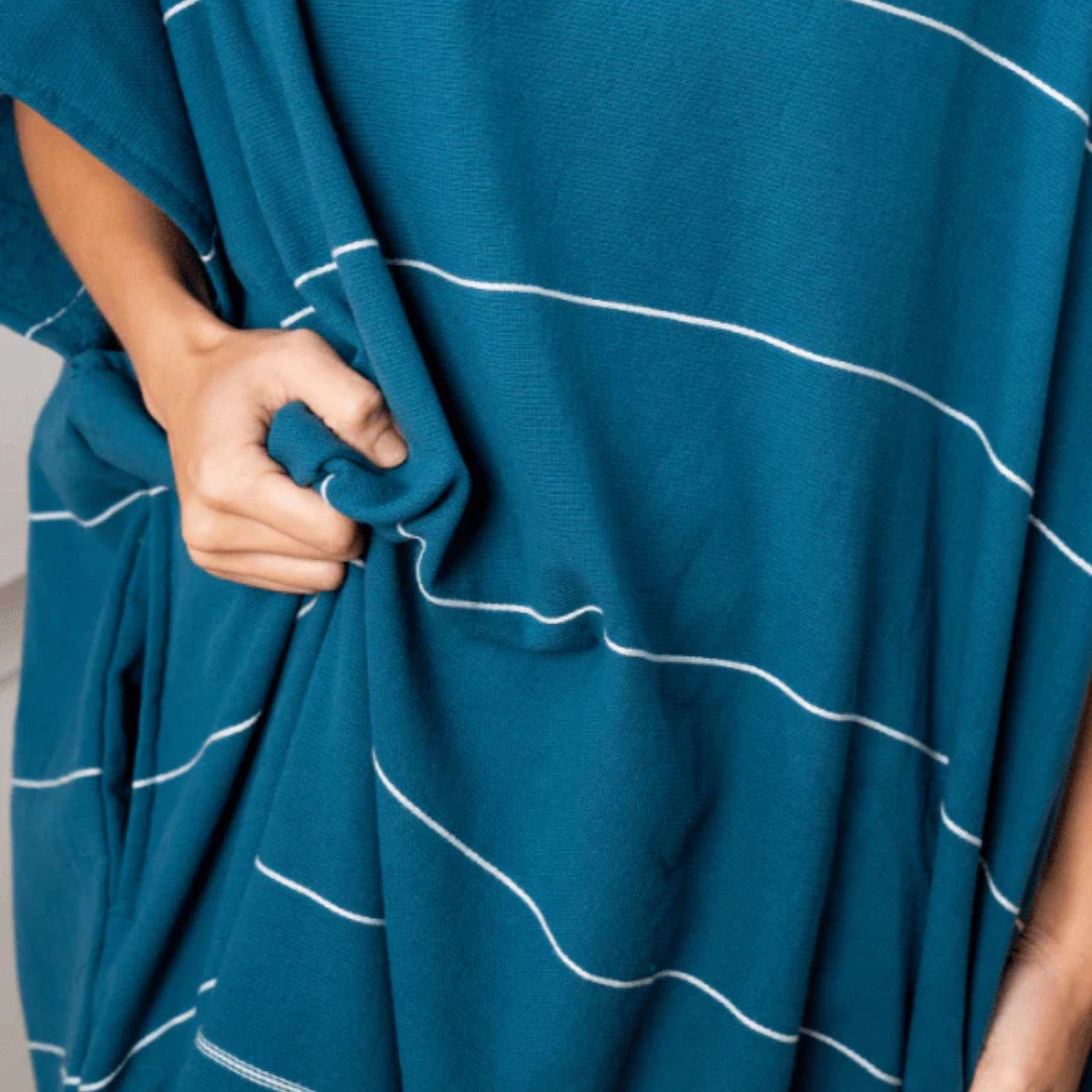 Sand Cloud Classic Stripe Hooded Poncho in Teal Blue