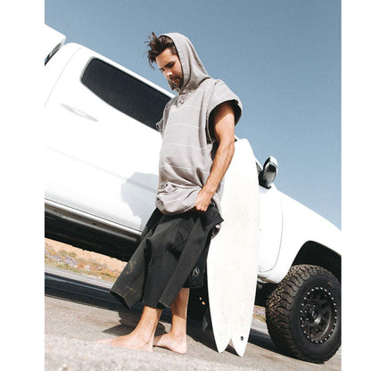 Sand Cloud Classic Stripe Hooded Poncho in Grey