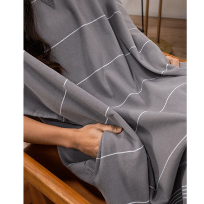 Sand Cloud Classic Stripe Hooded Poncho in Grey