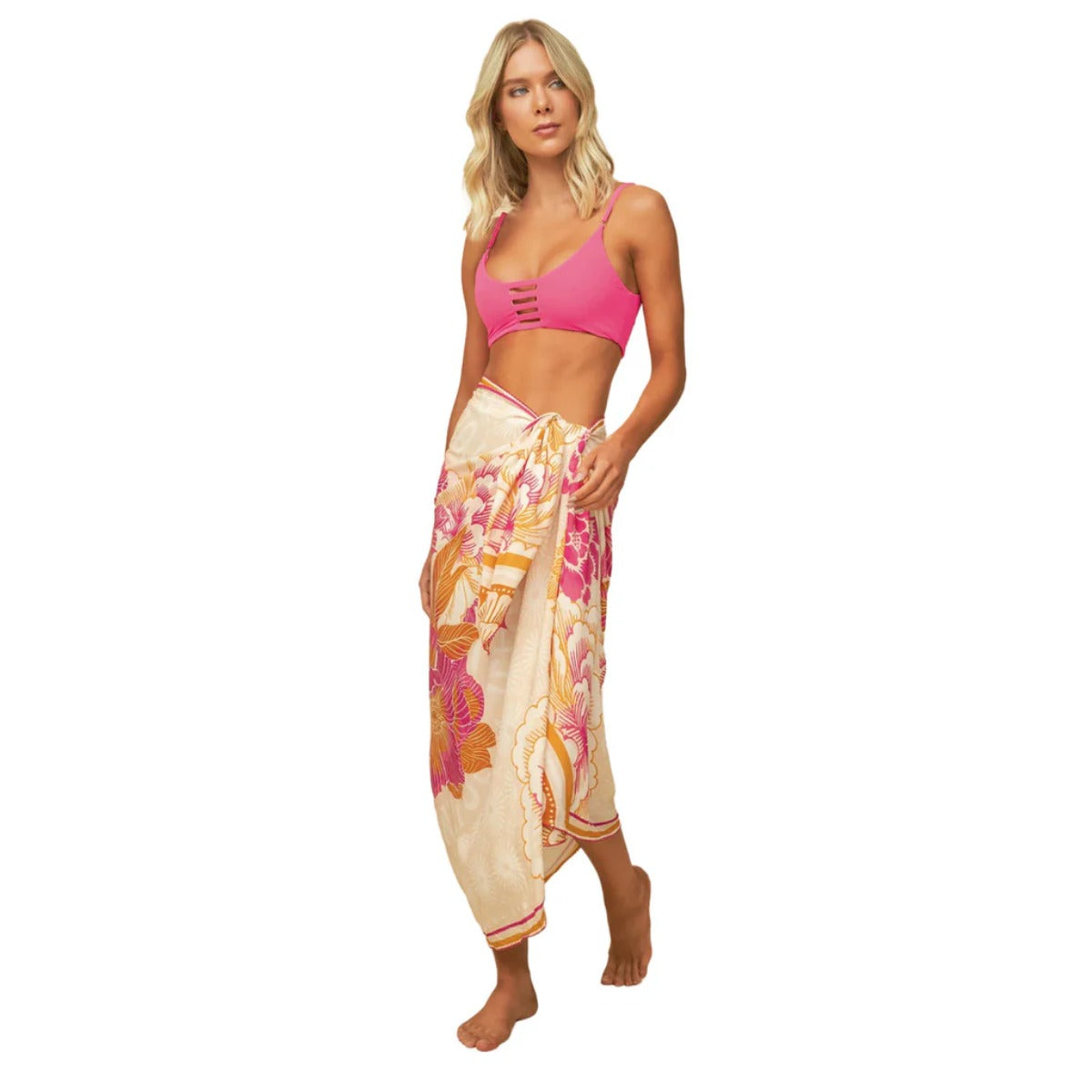 Maaji Mexican Floral Isla Sarong in Open White