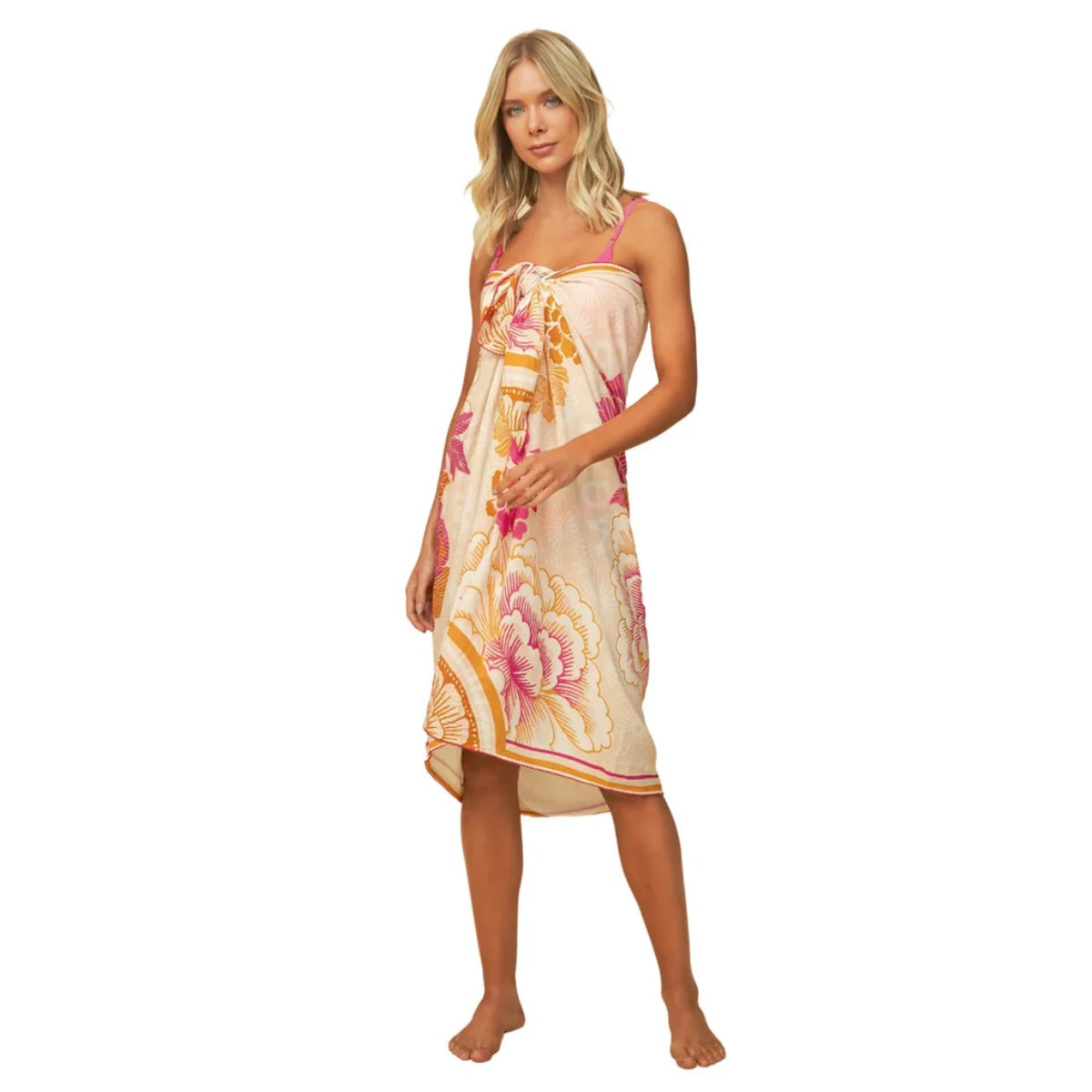 Maaji Mexican Floral Isla Sarong in Open White