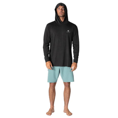 Vissla Twisted Eco Hooded Long Sleeve Sun Shirt in Black Heather