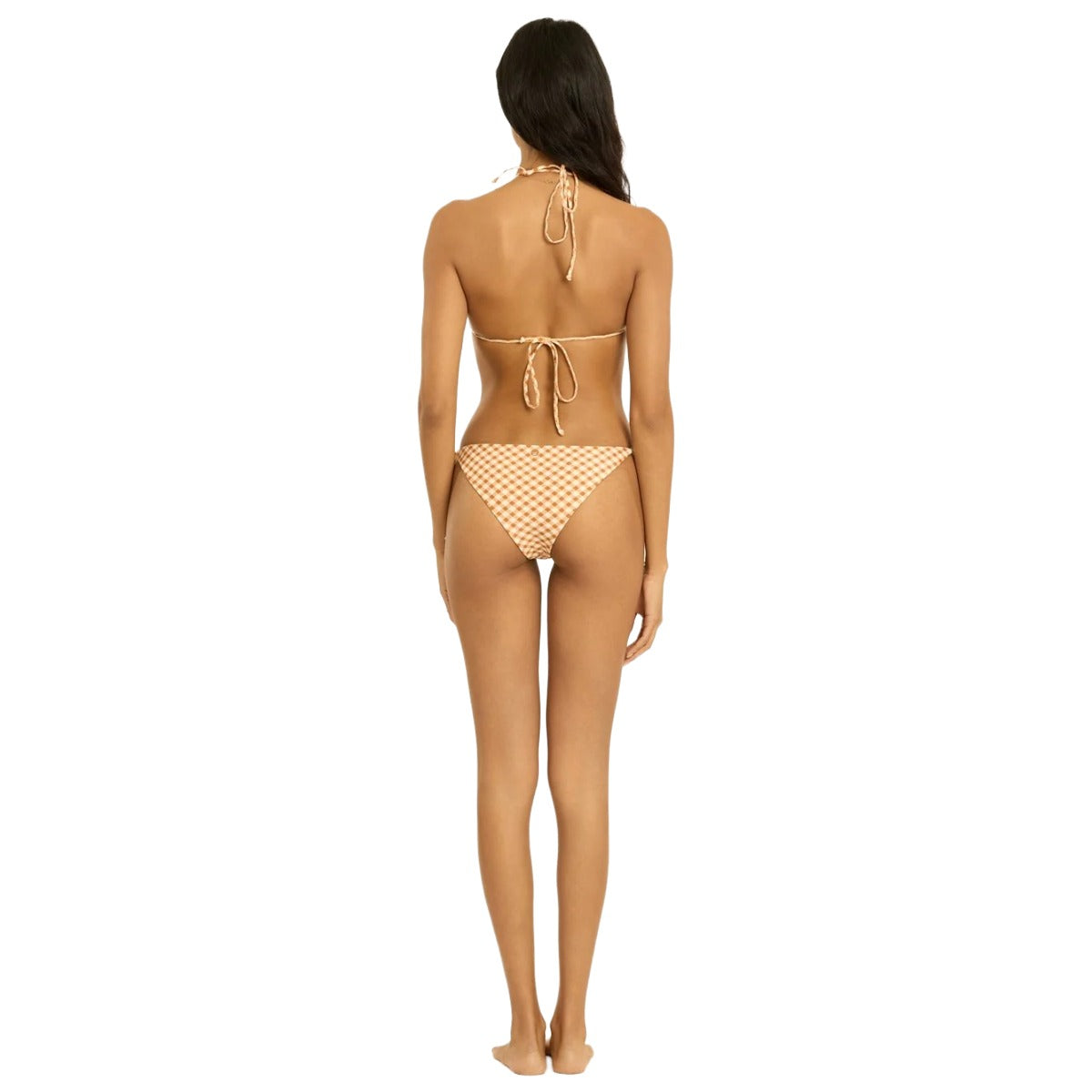 Sisstr Check and See Reversible Skimpy Tie Side Bikini Bottoms in Sea Salt