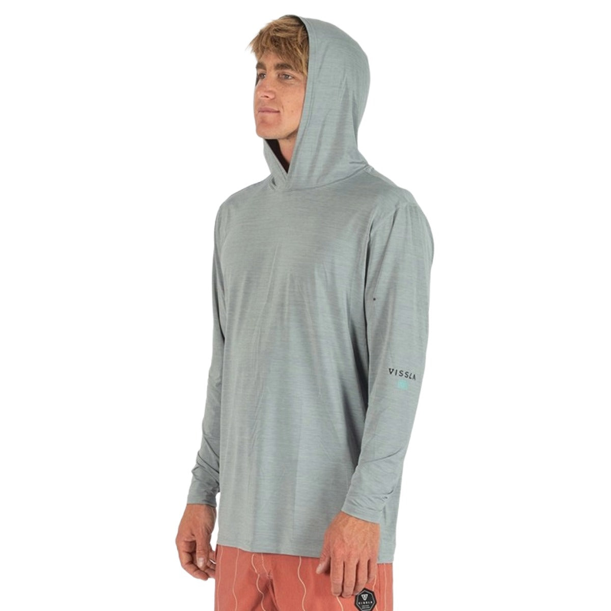 Vissla Twisted Eco Hooded Long Sleeve Sun Shirt in Grey Heather