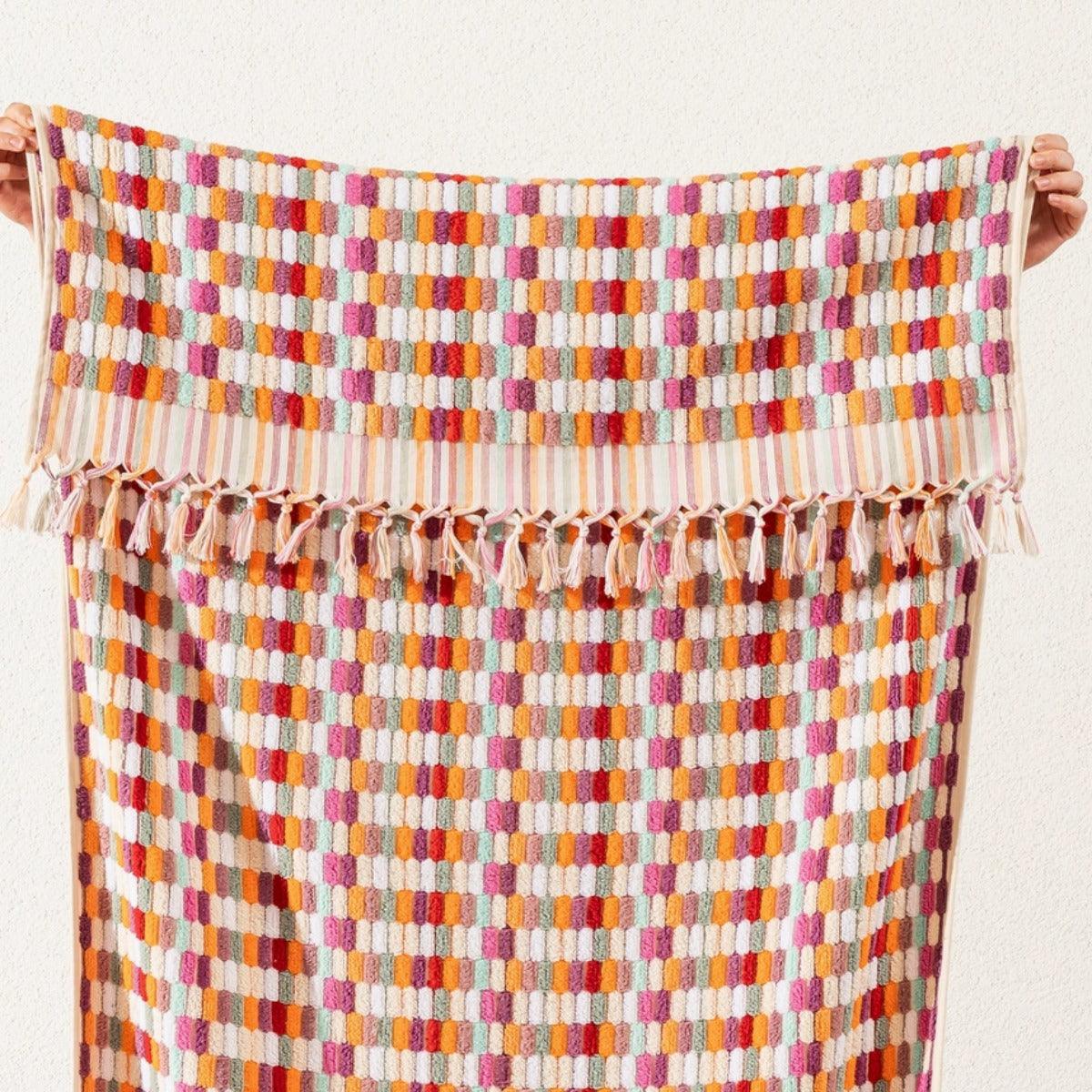 Kikoya Lokum Delight Handloom Turkish Towel in Multi-Pinky