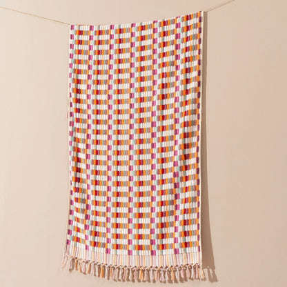 Kikoya Lokum Delight Handloom Turkish Towel in Multi-Pinky