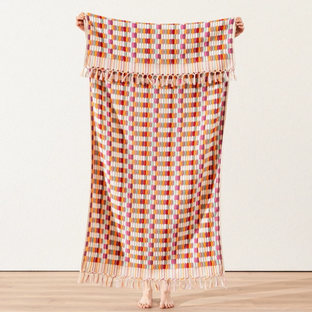 Kikoya Lokum Delight Handloom Turkish Towel in Multi-Pinky