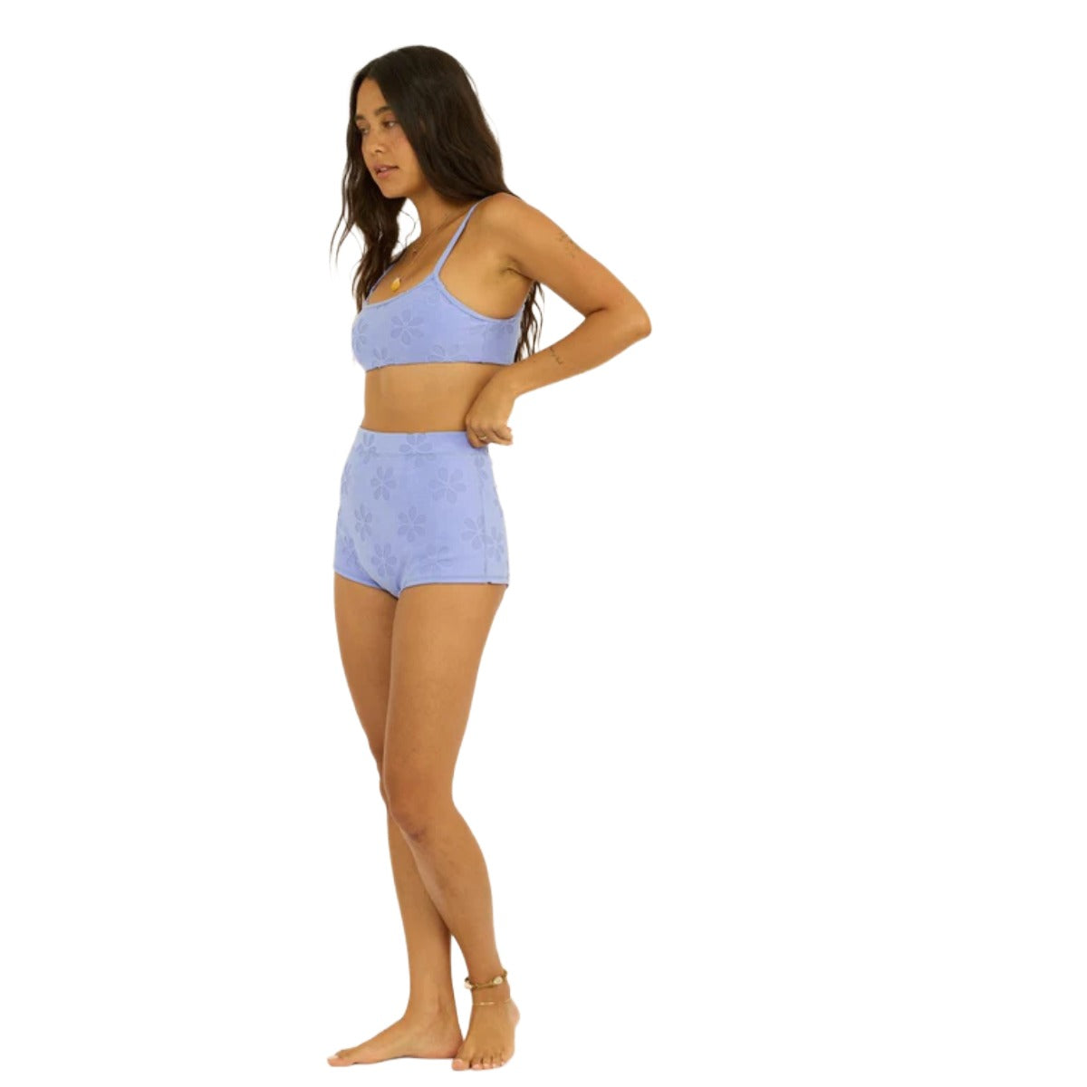 Sisstr Love Struck Terry Bralette Bikini Top in Blissful Blue