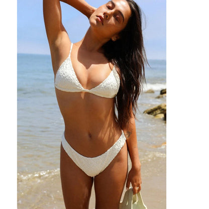 Sisstr Waves Terry Triangle Bikini Top in Sea Salt