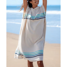 Sand Cloud Border Classic Stripe Hooded Poncho in Aqua