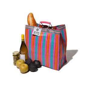 Puebco Recycled Plastic Stripe Bag Square in Orange X Pink