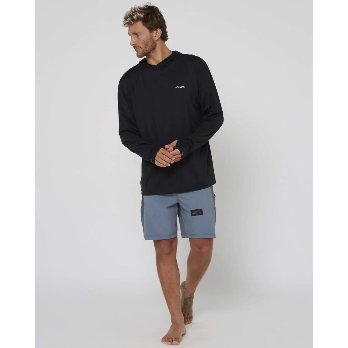 Follow Water Hood Long Sleeve in Black