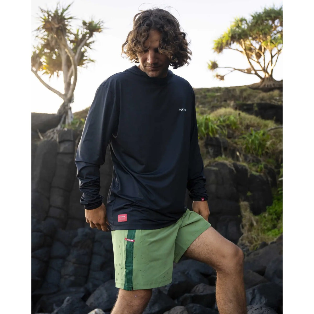 Follow Water Hood Long Sleeve in Black