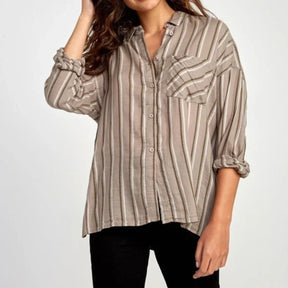 RVCA Hera Button Up Shirt in Fog