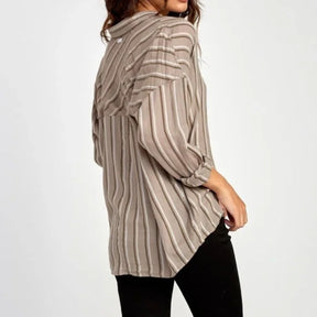 RVCA Hera Button Up Shirt in Fog