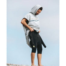 Sand Cloud Border Classic Stripe Hooded Poncho in Grey