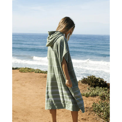 Sand Cloud Classic Stripe Hooded Poncho in Hedge Green